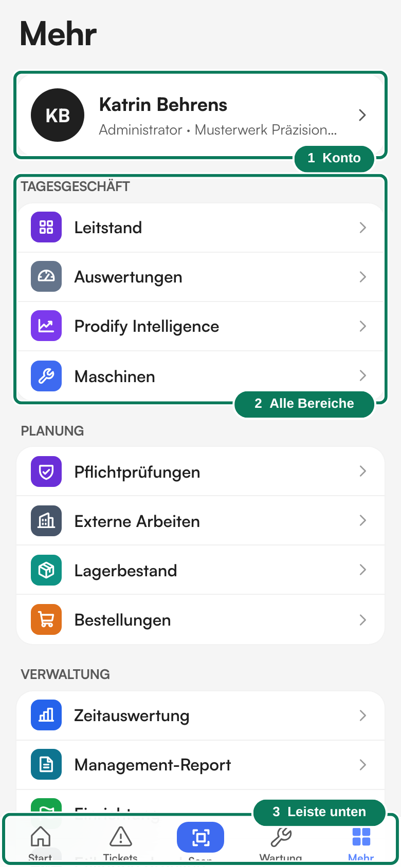 „Mehr“ am Handy